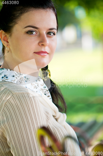 Image of Business young woman in park