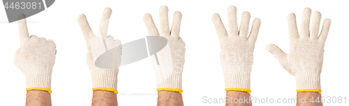 Image of Male hand wearing working glove