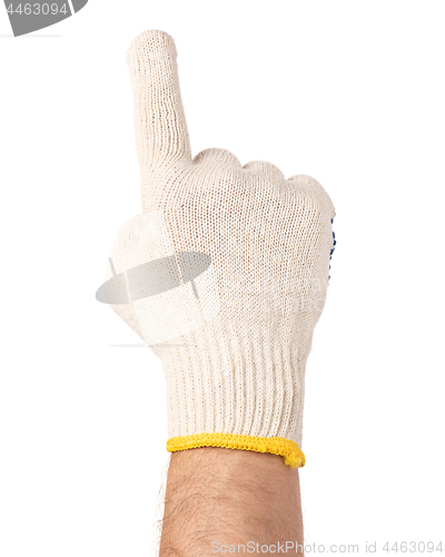 Image of Male hand wearing working glove