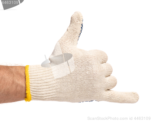 Image of Male hand wearing working glove