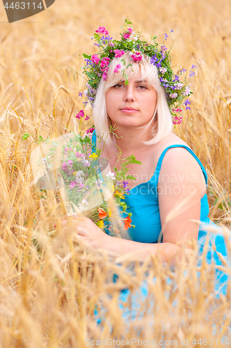 Image of Woman at wheat meadow