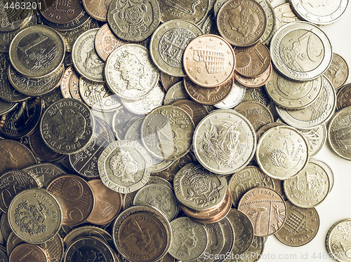 Image of Vintage Euro and Pounds coins