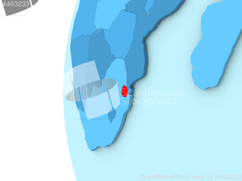 Image of Swaziland on blue globe