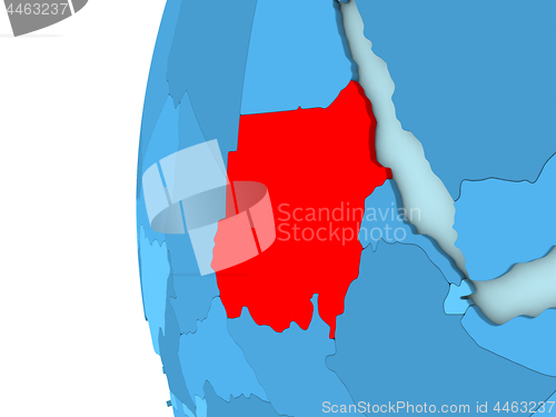 Image of Sudan on blue globe