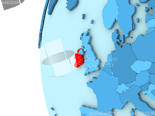 Image of Ireland on blue globe