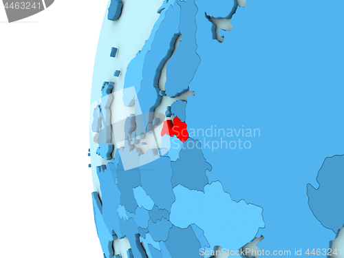 Image of Latvia on blue globe