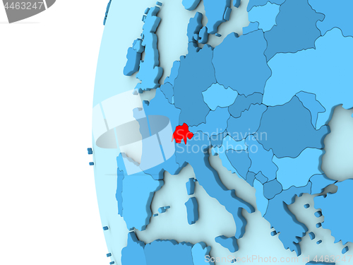 Image of Switzerland on blue globe