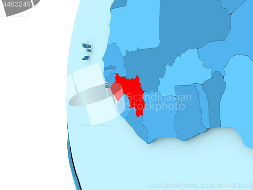 Image of Guinea on blue globe