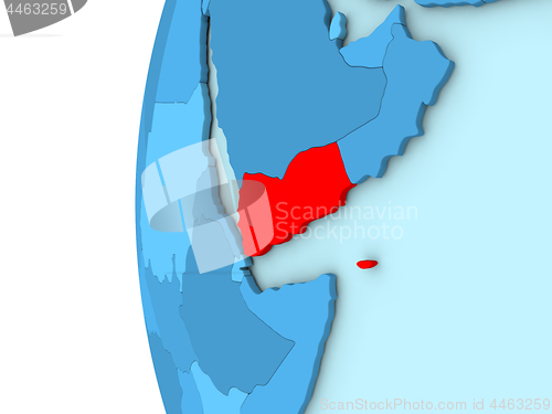 Image of Yemen on blue globe