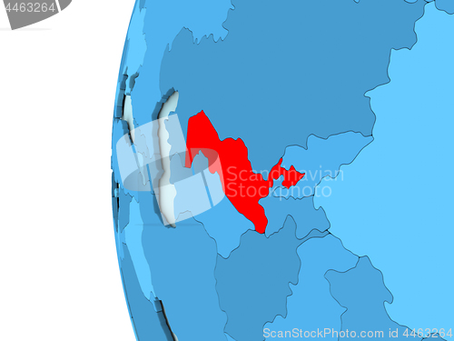 Image of Uzbekistan on blue globe