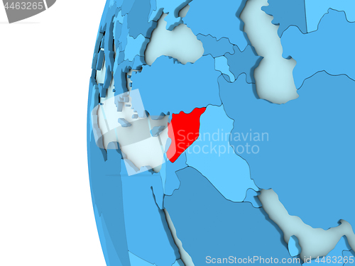 Image of Syria on blue globe