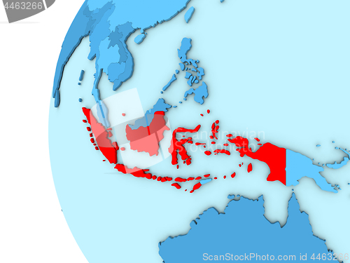 Image of Indonesia on blue globe