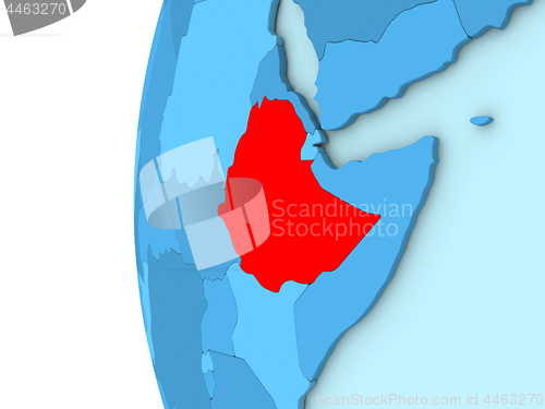 Image of Ethiopia on blue globe