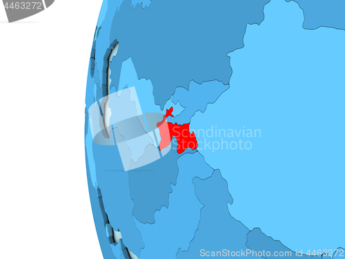 Image of Tajikistan on blue globe