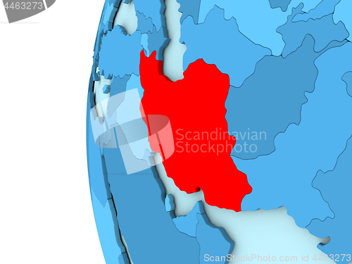 Image of Iran on blue globe