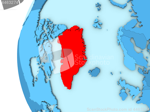 Image of Greenland on blue globe