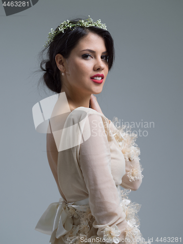 Image of Portrait of beautiful young women in wedding dress