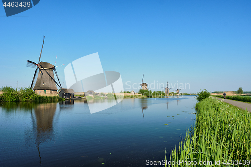 Image of Windmills at Kinderdijk in Holland. Netherlands