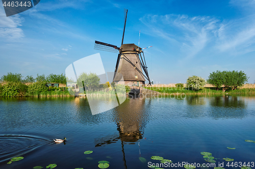 Image of Windmills at Kinderdijk in Holland. Netherlands