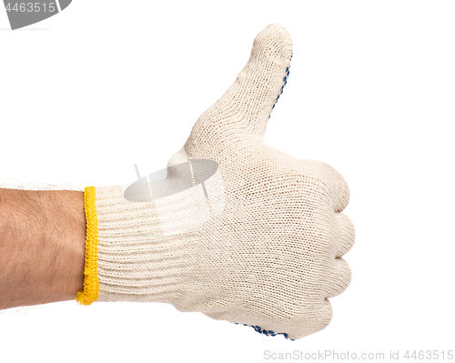 Image of Male hand wearing working glove