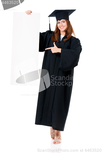 Image of Graduate girl student with blank