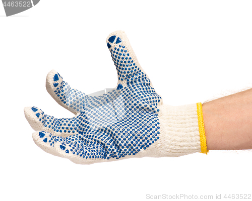 Image of Male hand wearing working glove