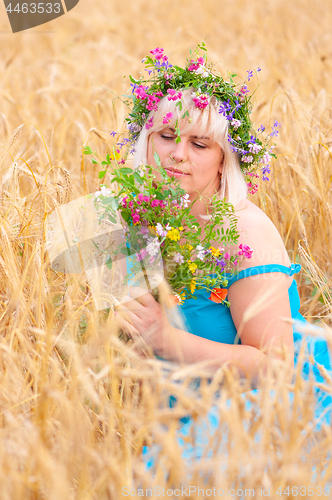 Image of Woman at wheat meadow