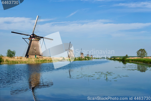 Image of Windmills at Kinderdijk in Holland. Netherlands