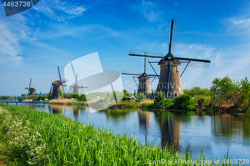 Image of Windmills at Kinderdijk in Holland. Netherlands