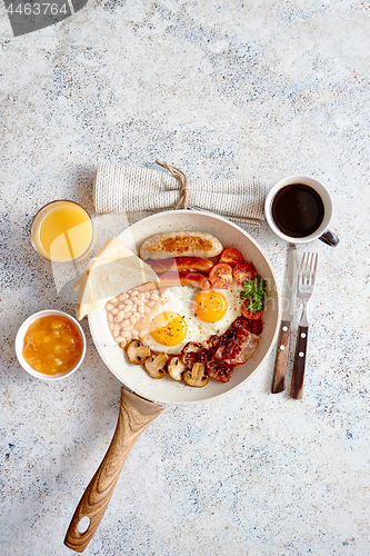 Image of Full English Breakfast served in a pan