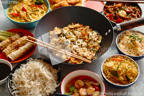 Image of Chinese food set. Asian style food concept composition.