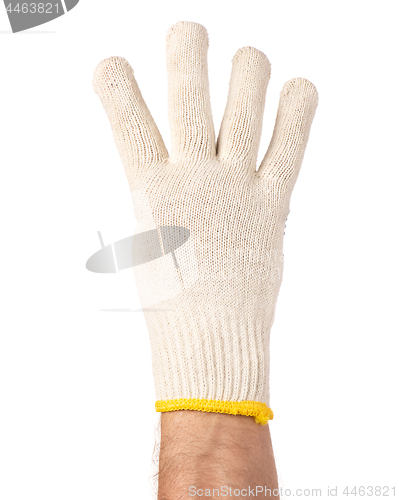 Image of Male hand wearing working glove