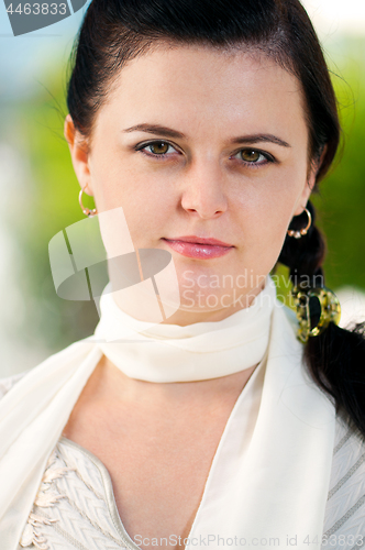 Image of Business young woman in park