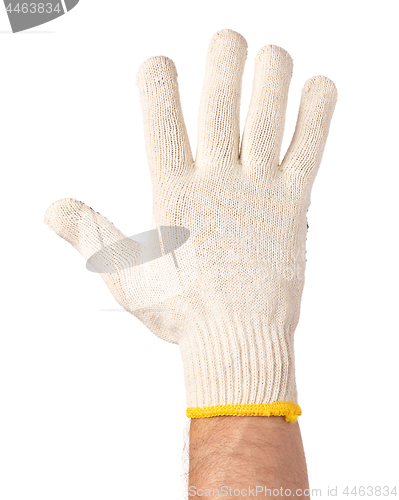 Image of Male hand wearing working glove