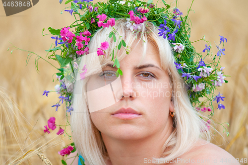 Image of Woman at wheat meadow