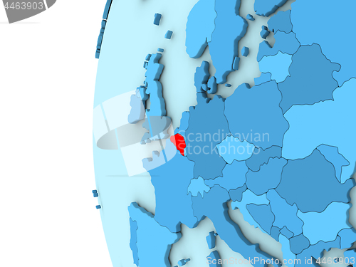 Image of Belgium on blue globe