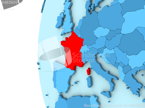 Image of France on blue globe
