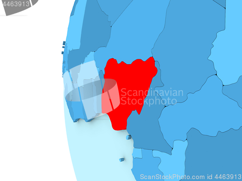 Image of Nigeria on blue globe