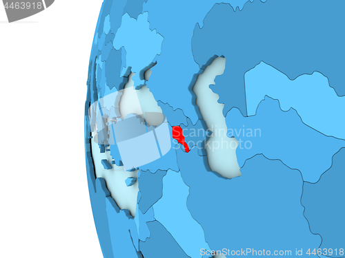 Image of Armenia on blue globe