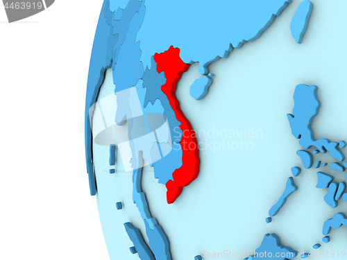 Image of Vietnam on blue globe