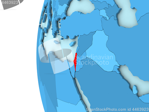 Image of Israel on blue globe