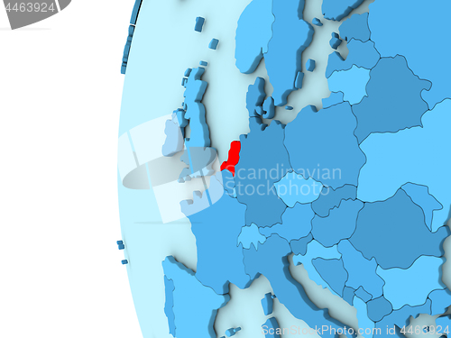 Image of Netherlands on blue globe