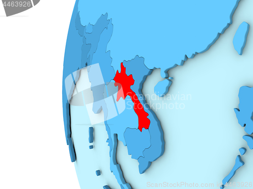 Image of Laos on blue globe