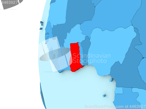 Image of Ghana on blue globe