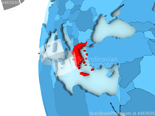 Image of Greece on blue globe