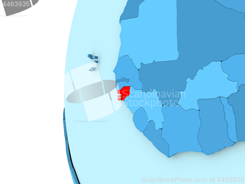 Image of Guinea-Bissau on blue globe