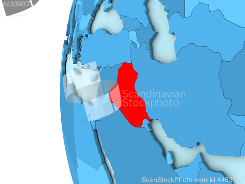 Image of Iraq on blue globe