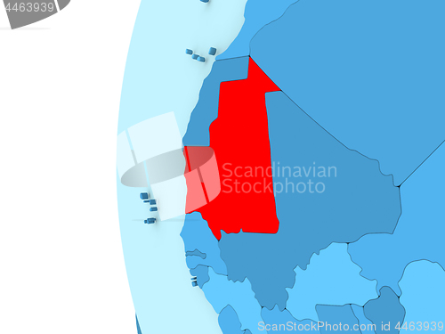 Image of Mauritania on blue globe