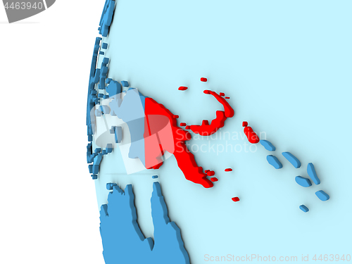 Image of Papua New Guinea on blue globe