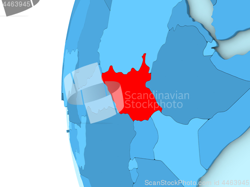 Image of South Sudan on blue globe